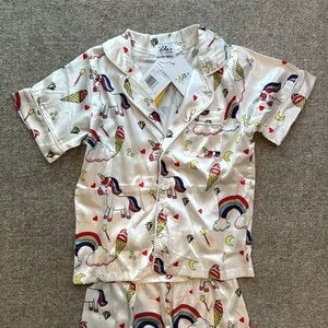 Kids Magical Unicorn Ice Cream Silk Pajama Set - Size 8
